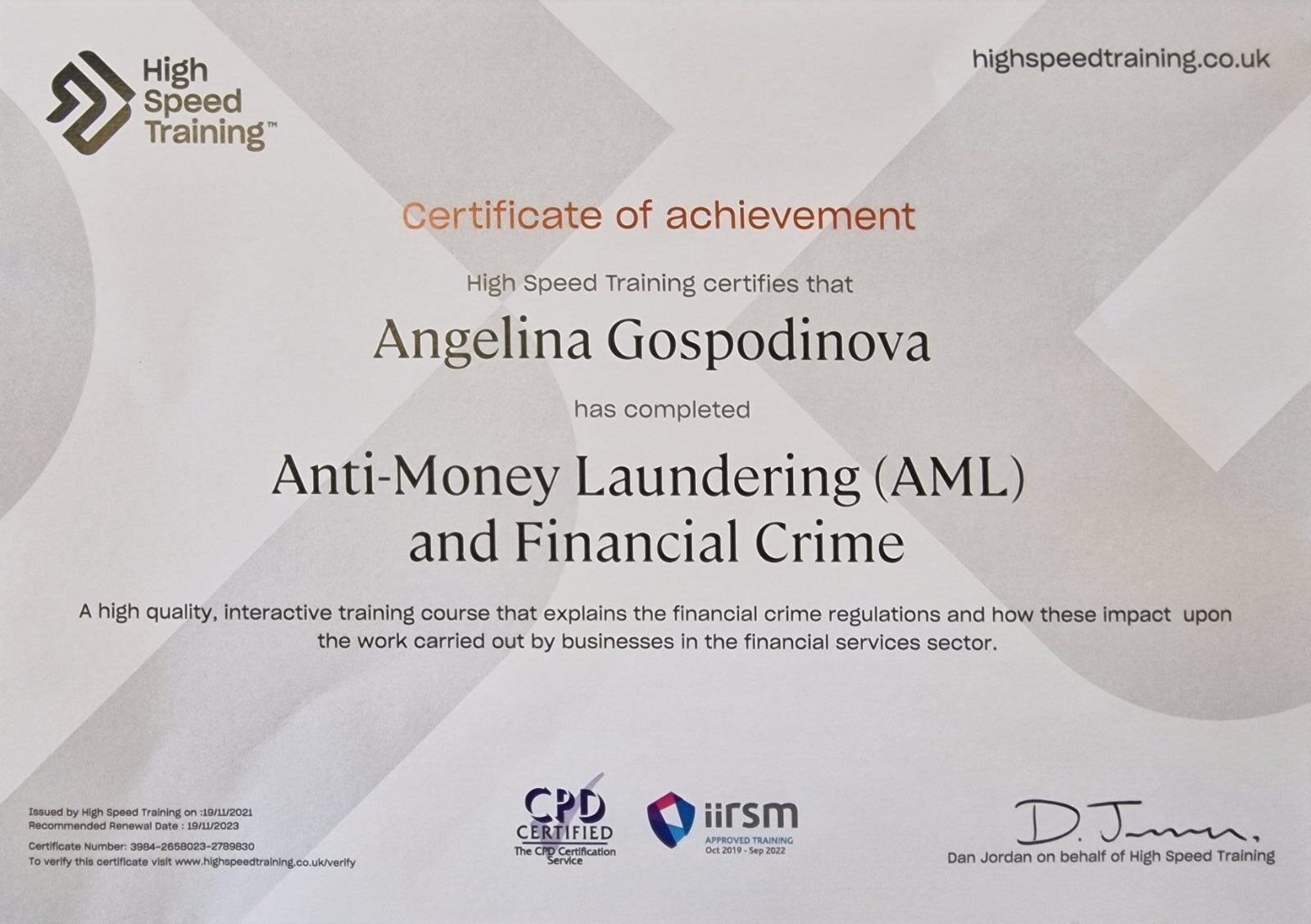 Anti-Money Laundering (AML) and Financial Crime — Tatyana Dobreva